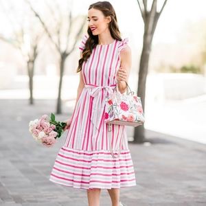 KATE SPADE BNWOT pink striped poplin midi dress